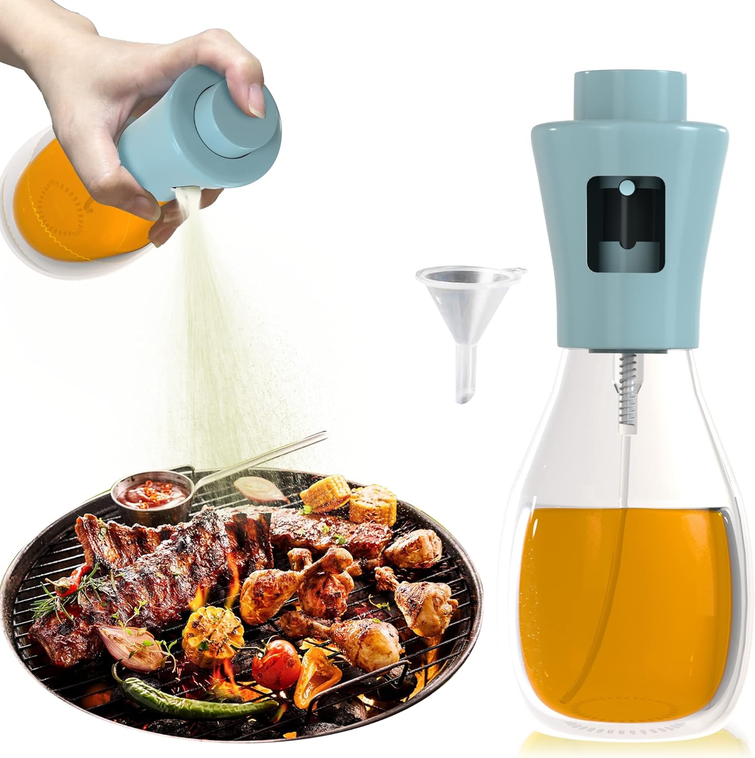Olive Oil Sprayer for Cooking - 200ml Glass Mister for Salad Making and Grilling
